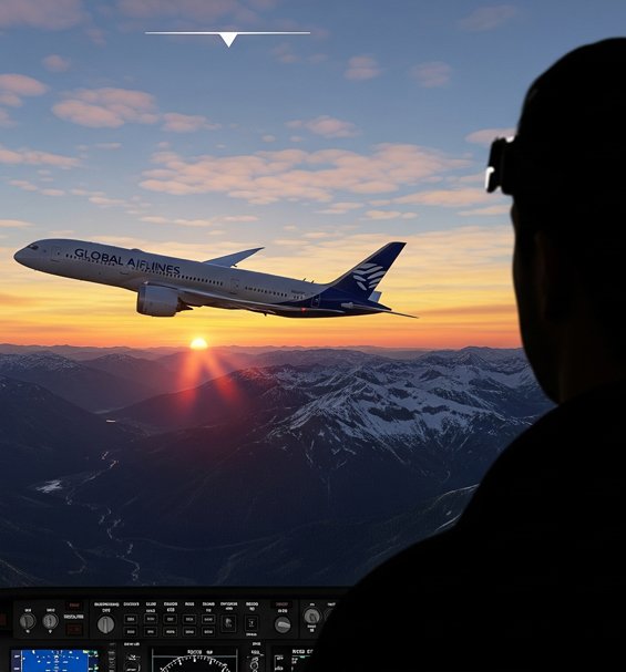 A stunning view over mountains from the cockpit of a plane in Microsoft Flight Simulator 2020.
