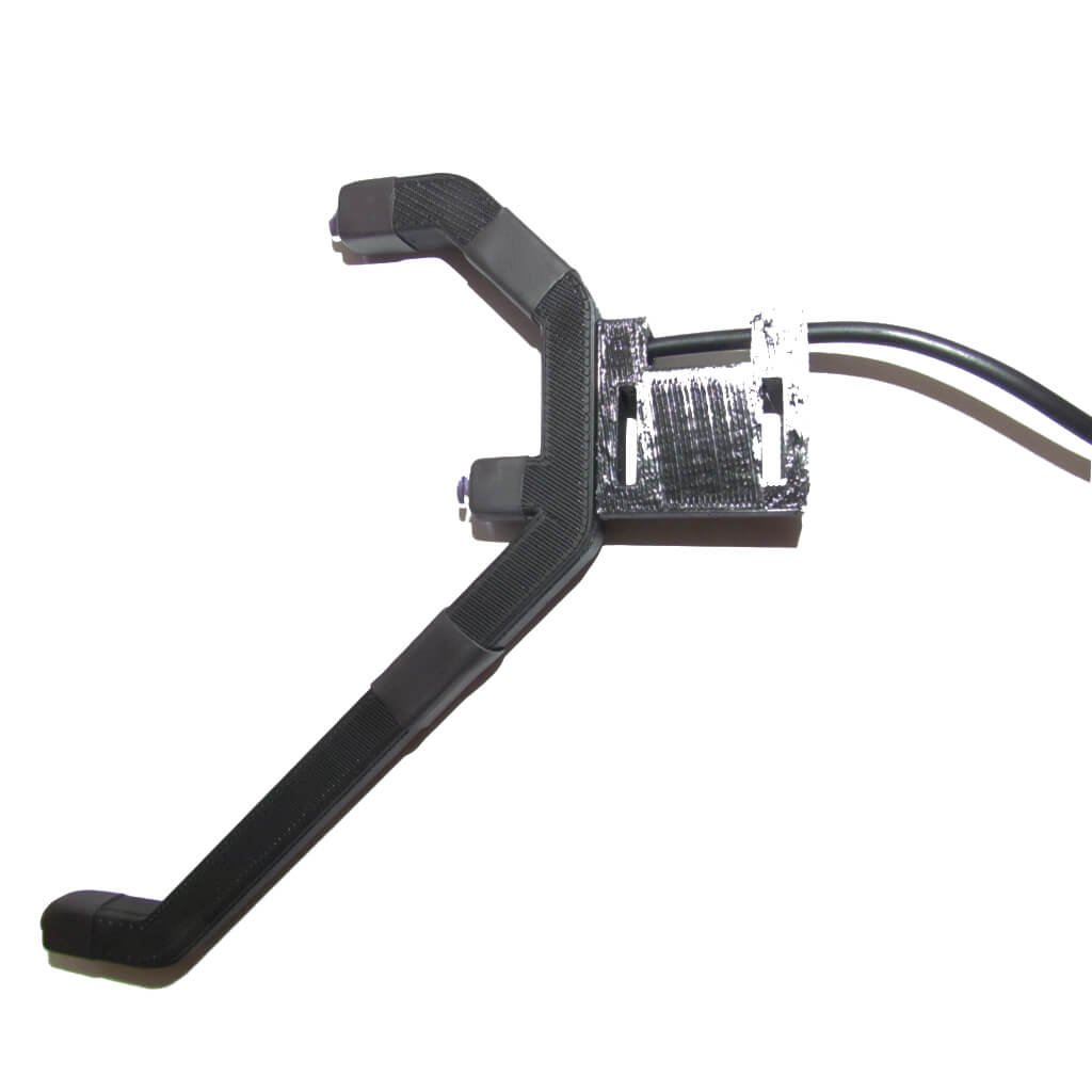 Side view of the wireless head tracker clip showing the three IR LEDs.