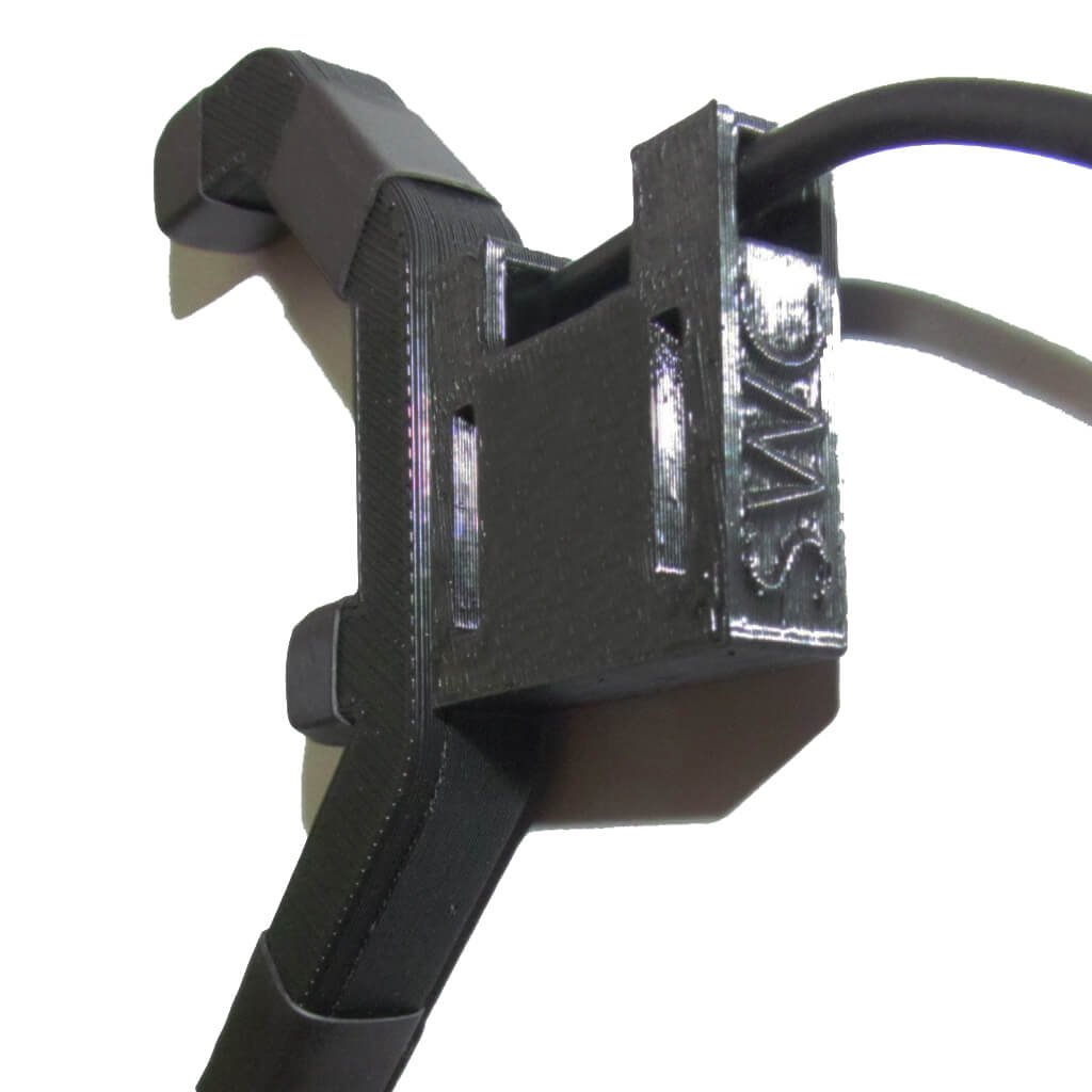 TrackIT Pro Wireless head tracker mounted on a gaming headset for untethered use.