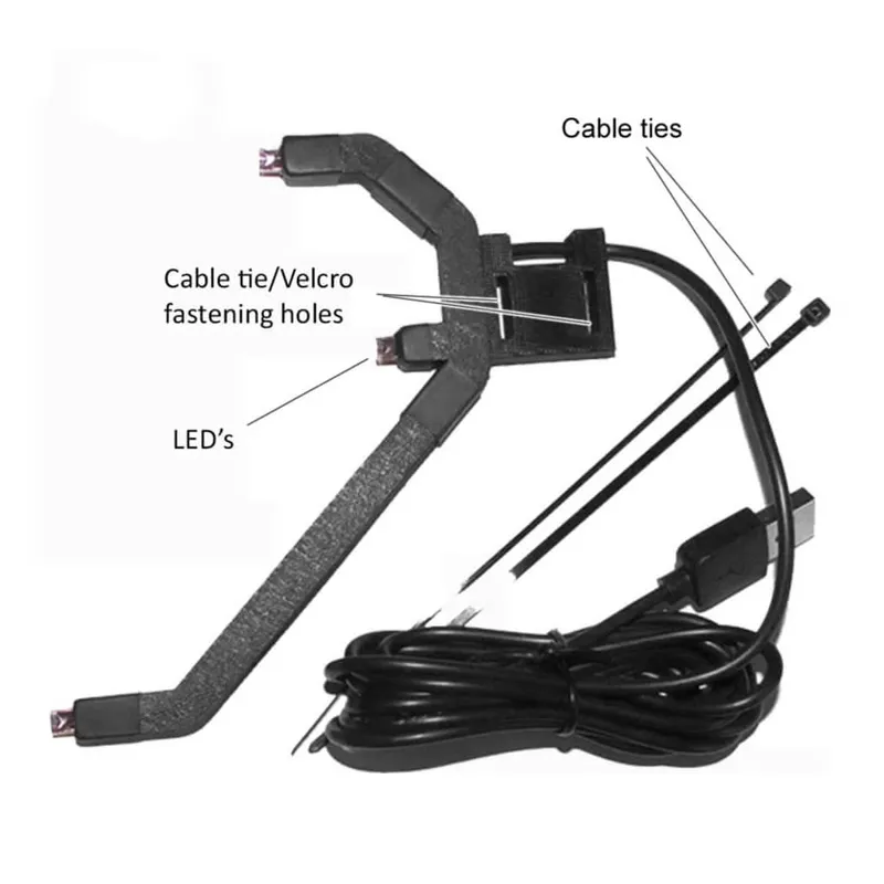 SWC infrared head tracker clip with LEDs, cable and fastenings
